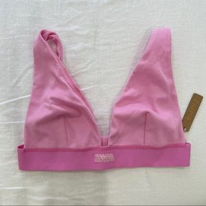 SKIMS Cotton Plunge Bralette in Bubblegum Pink
